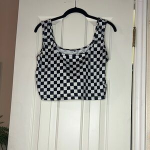 Checkered Black and White Women's Top